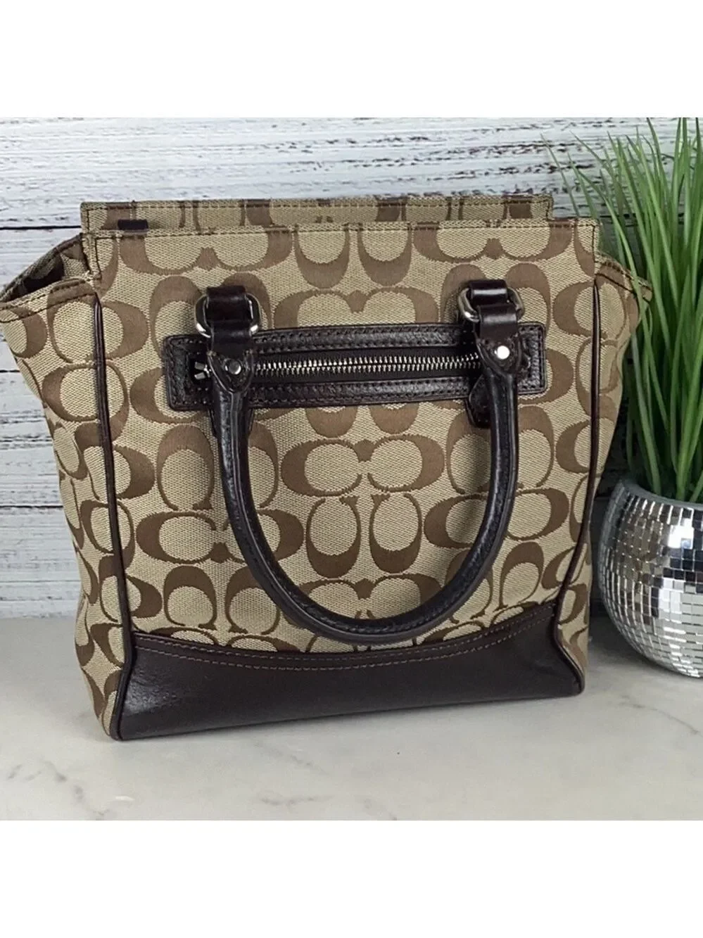 Coach‎ Brown and Black Signature Tote Bag Vintage